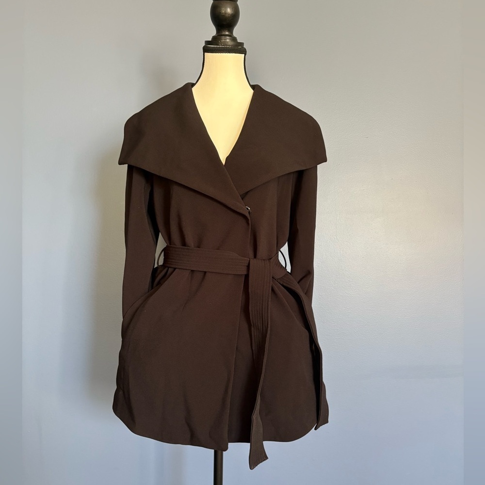 Tahari Black Mid-length Trench Coat size XS - Picture 8 of 12